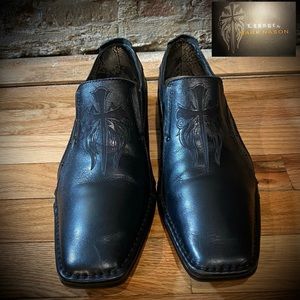 Lounge By Mark Nason Black Leather Slip On Loafers Shoes Studded Mens Size 8.5